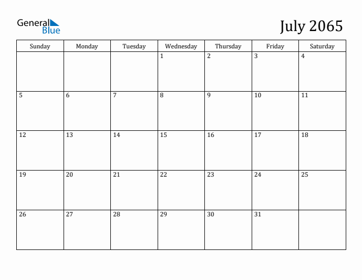 July 2065 Calendar