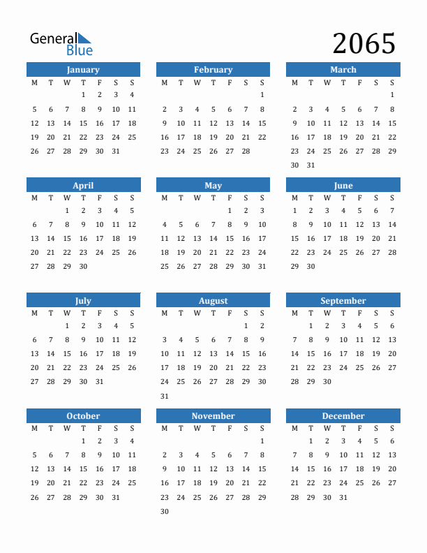 2065 Calendar