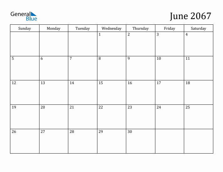June 2067 Calendar