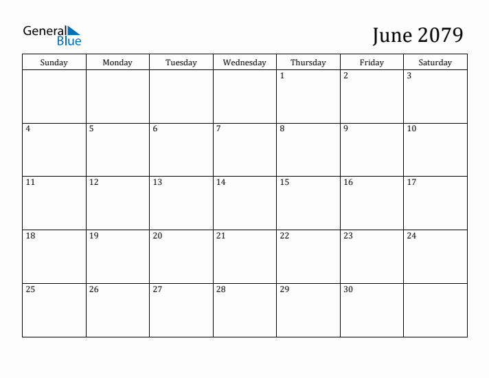 June 2079 Calendar