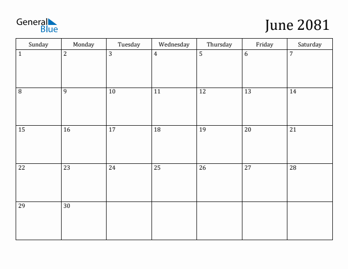 June 2081 Calendar