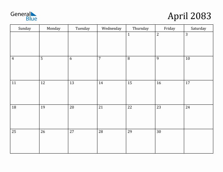 April 2083 Calendar