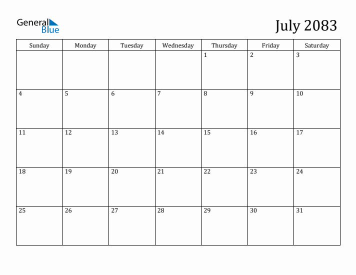 July 2083 Calendar