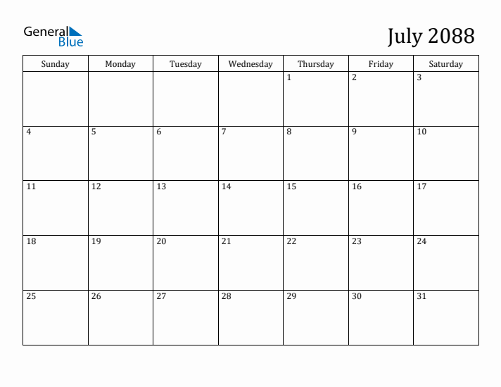 July 2088 Calendar