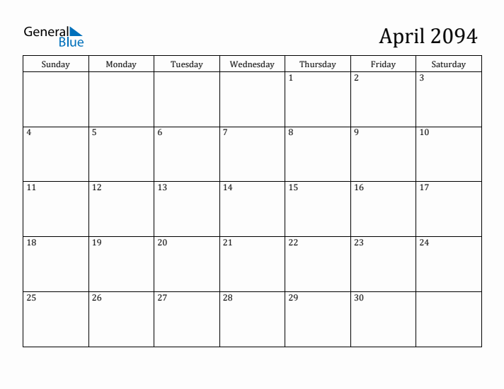 April 2094 Calendar