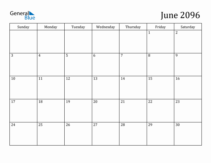 June 2096 Calendar