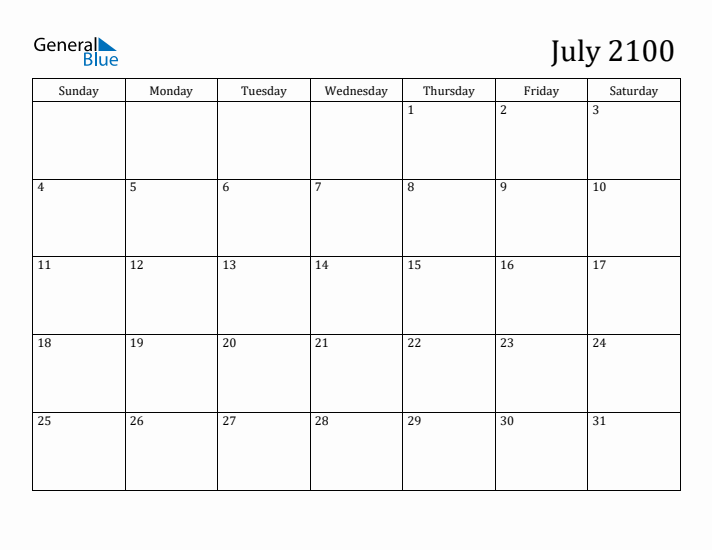 July 2100 Calendar