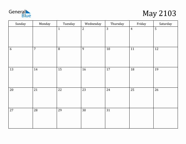 May 2103 Calendar