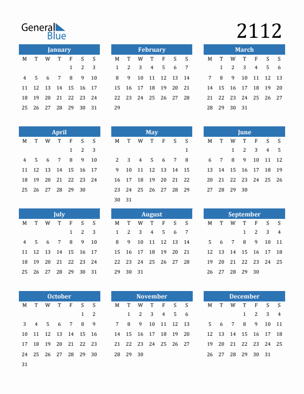 2112 Calendar