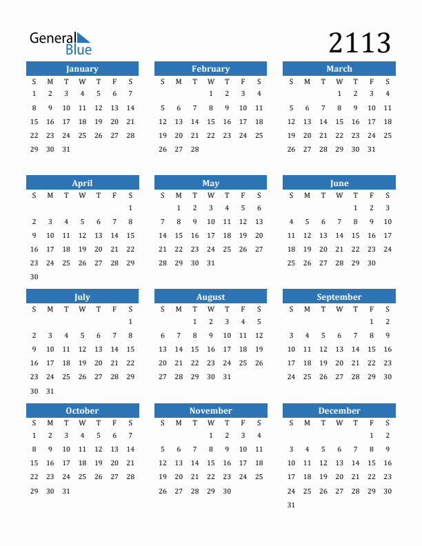 2113 Calendar