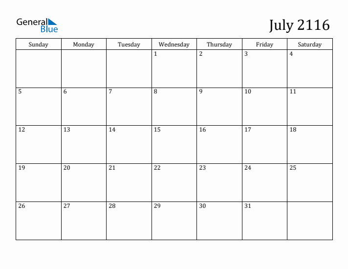 July 2116 Calendar