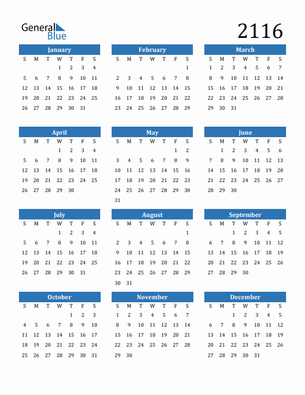 2116 Calendar