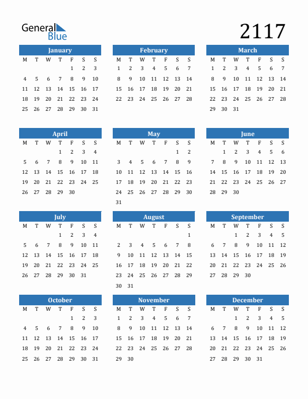2117 Calendar