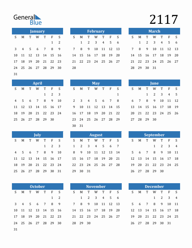 2117 Calendar