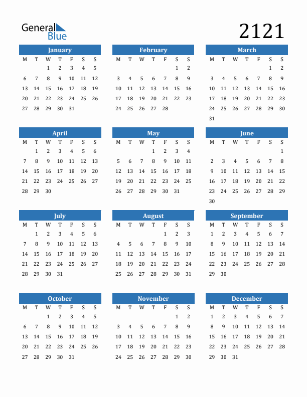 2121 Calendar