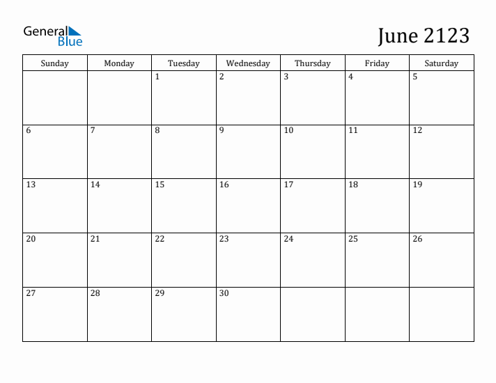 June 2123 Calendar