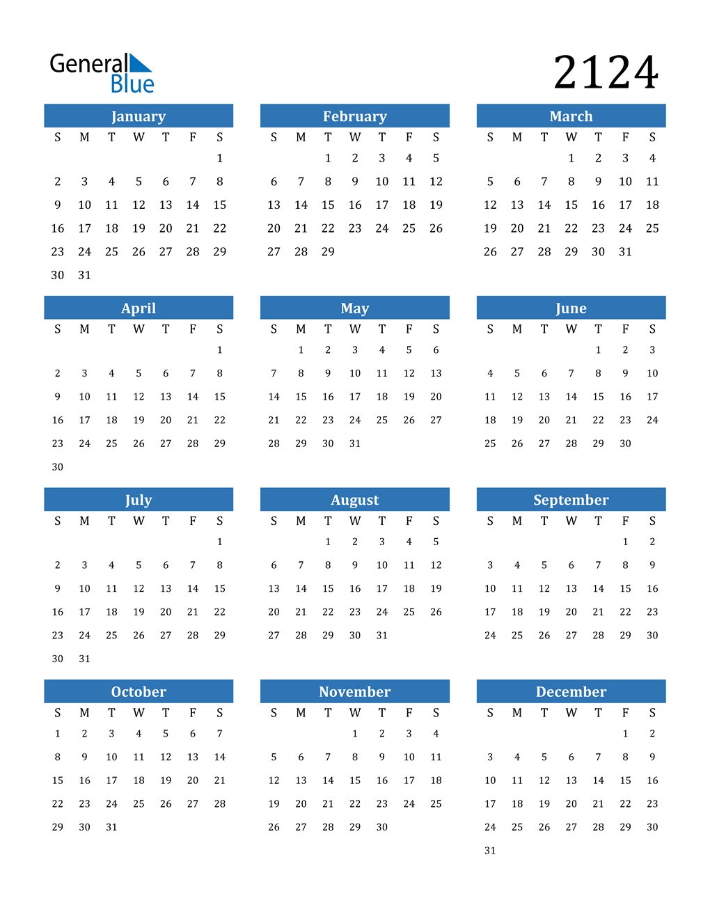 2124 Calendar Pdf Word Excel
