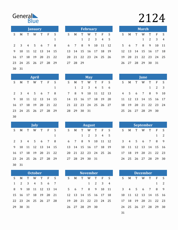 2124 Calendar