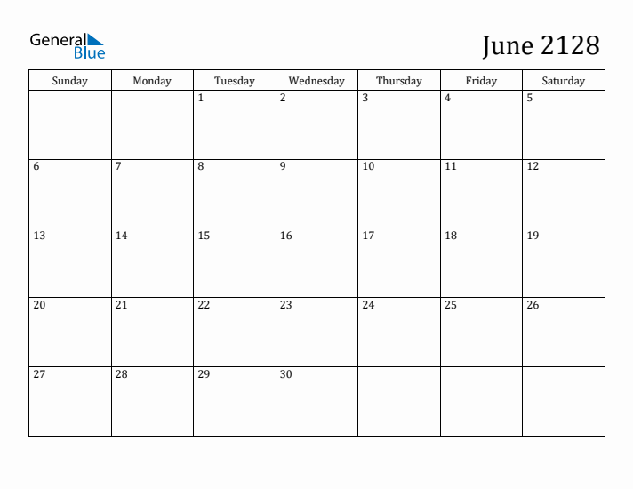 June 2128 Calendar