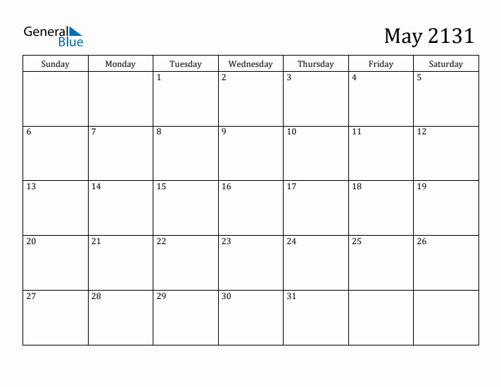 May 2131 Calendar