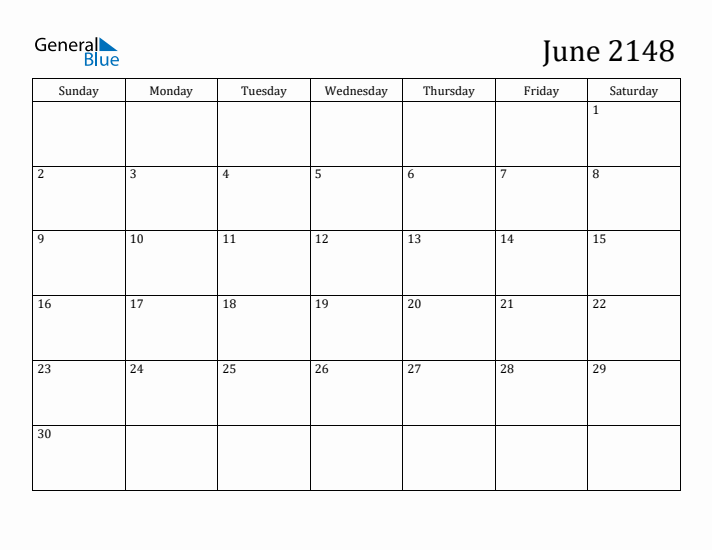 June 2148 Calendar