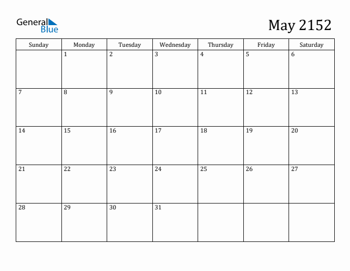 May 2152 Calendar