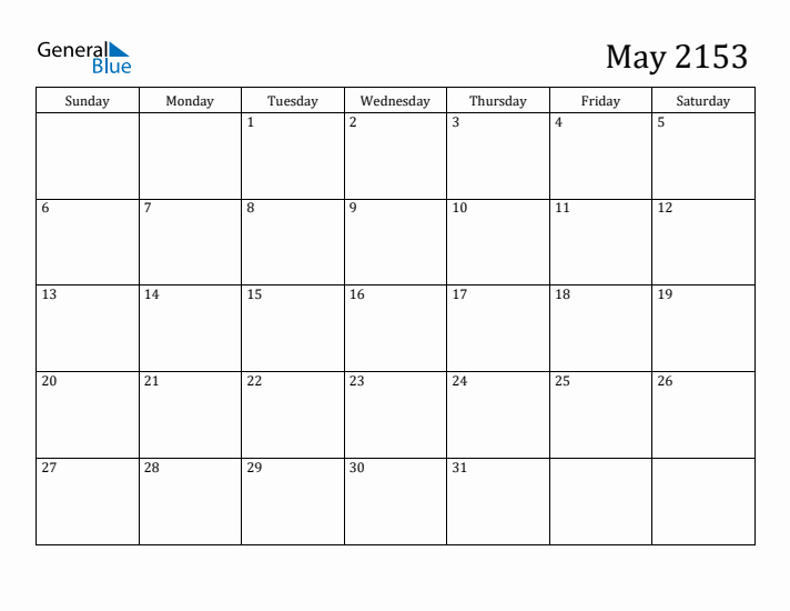 May 2153 Calendar
