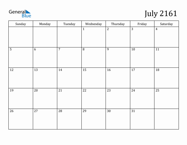 July 2161 Calendar