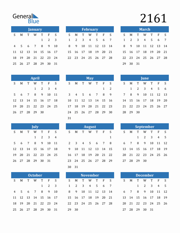 2161 Calendar