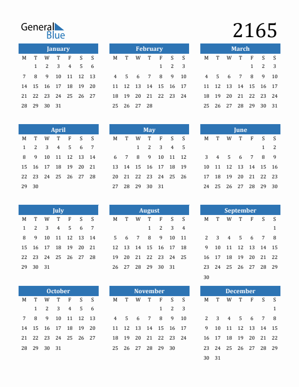 2165 Calendar
