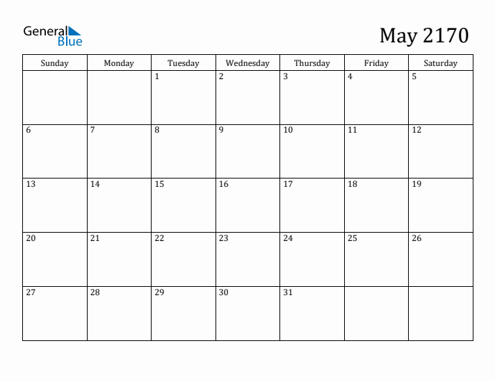 May 2170 Calendar