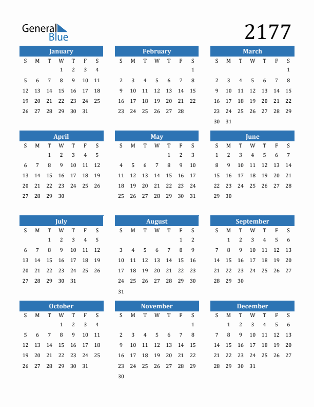 2177 Calendar