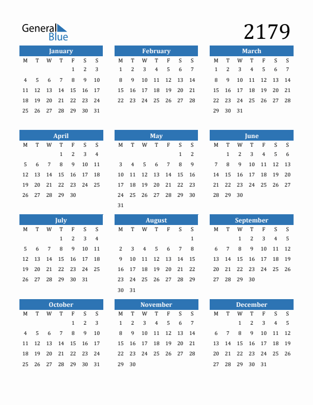 2179 Calendar