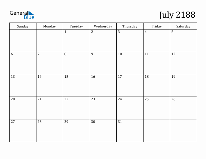 July 2188 Calendar