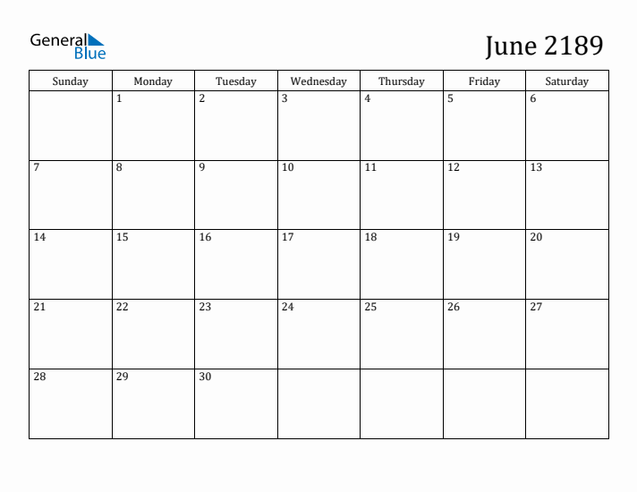 June 2189 Calendar
