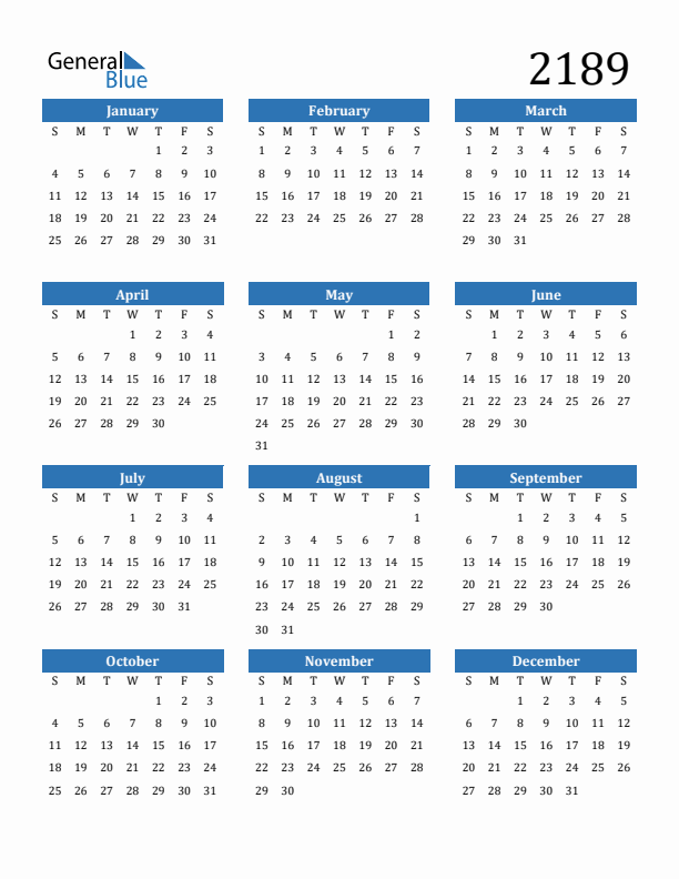 2189 Calendar