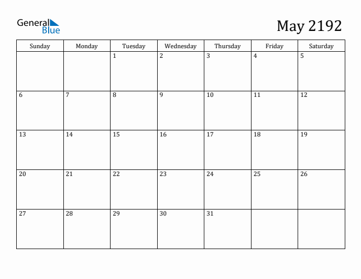 May 2192 Calendar