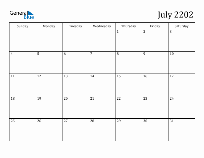 July 2202 Calendar