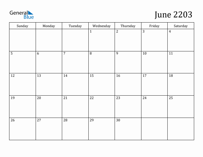 June 2203 Calendar