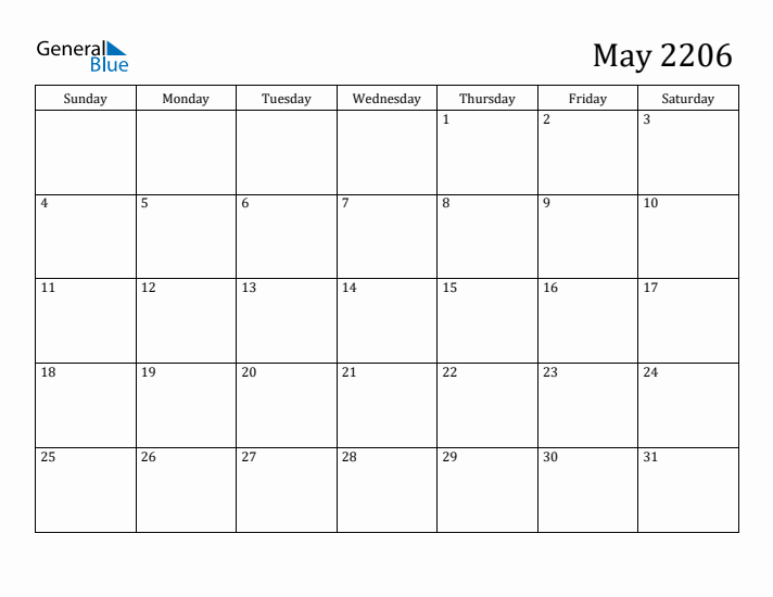 May 2206 Calendar