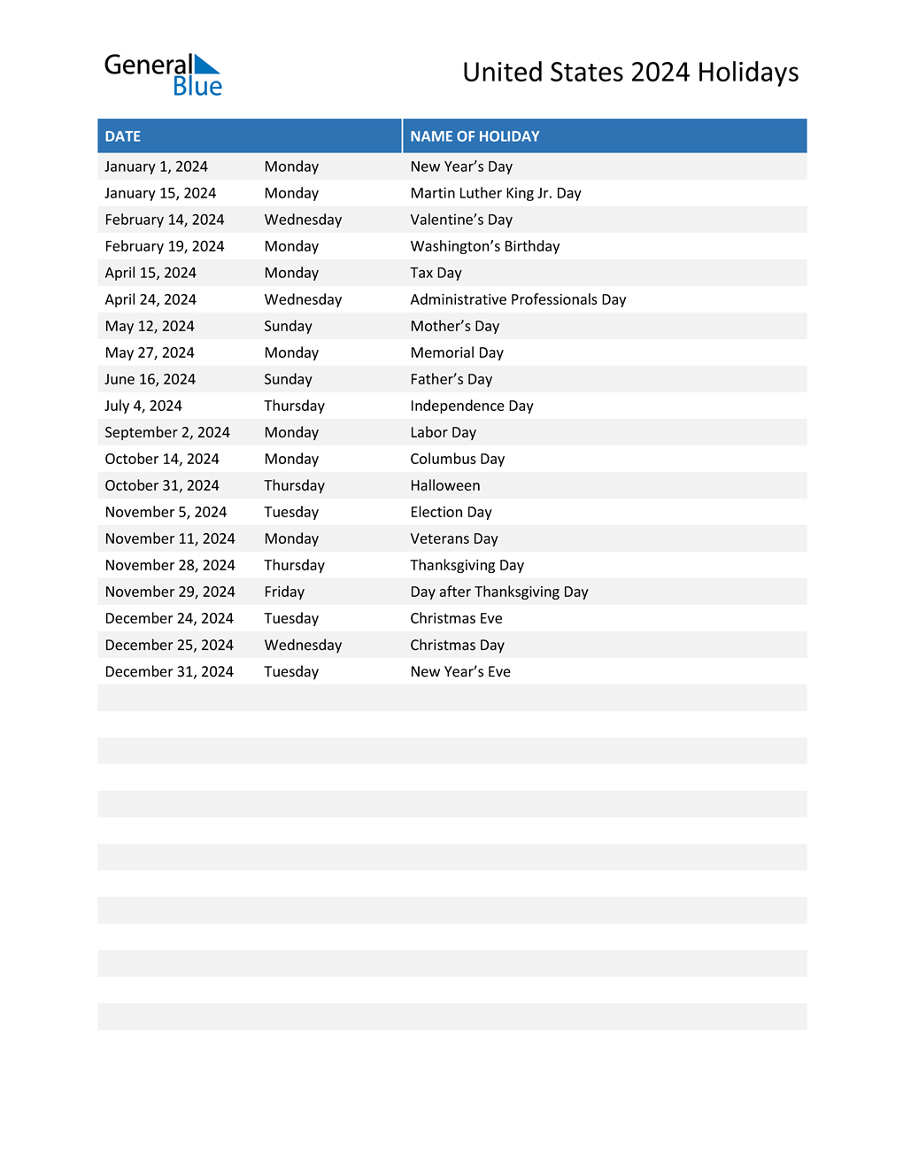 Excel 2024 Calendar With Holidays Easy To Use Calendar App 2024