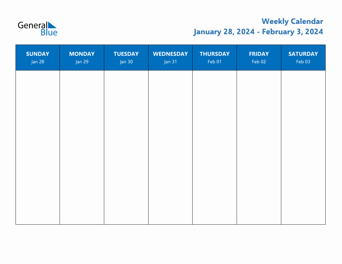 Free Editable Weekly Calendar Week 5 of 2024