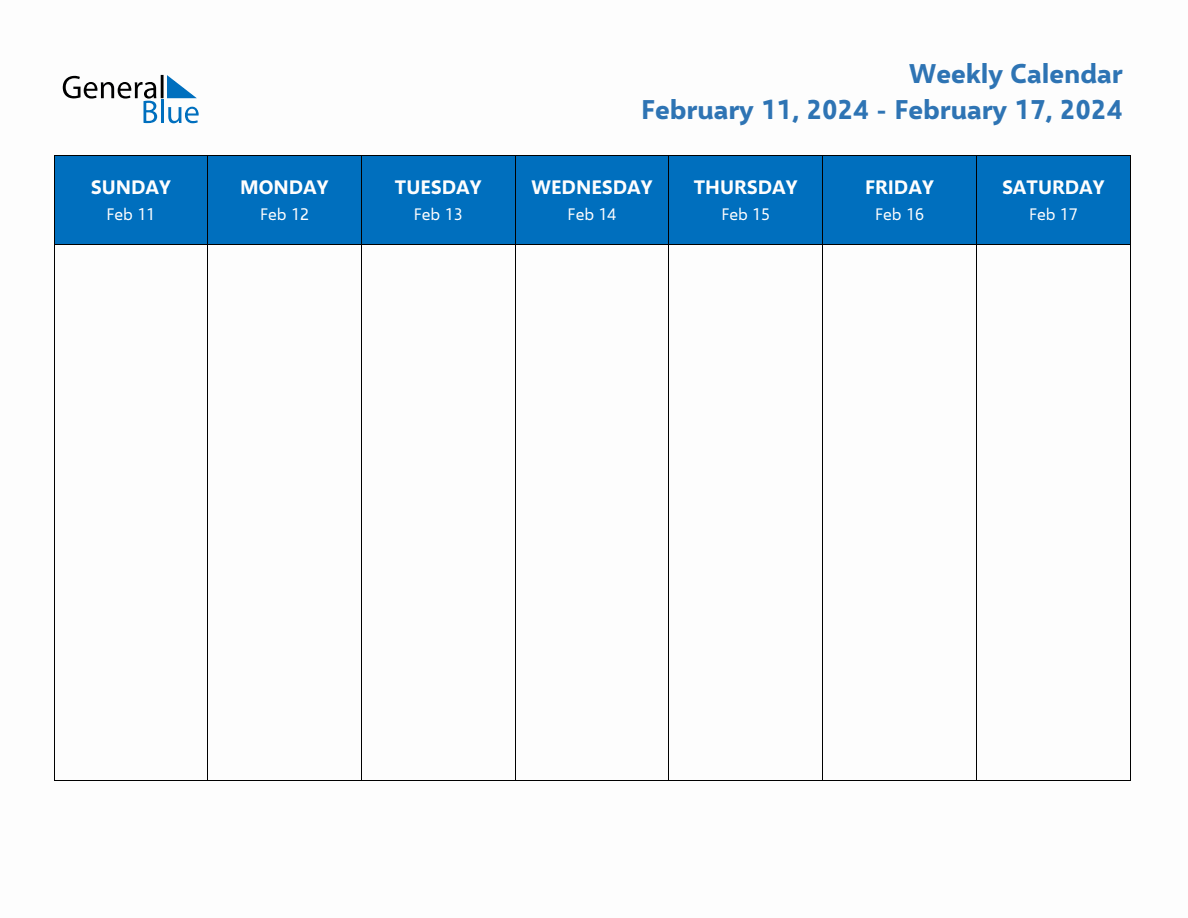 Free Editable Weekly Calendar Week 7 of 2024