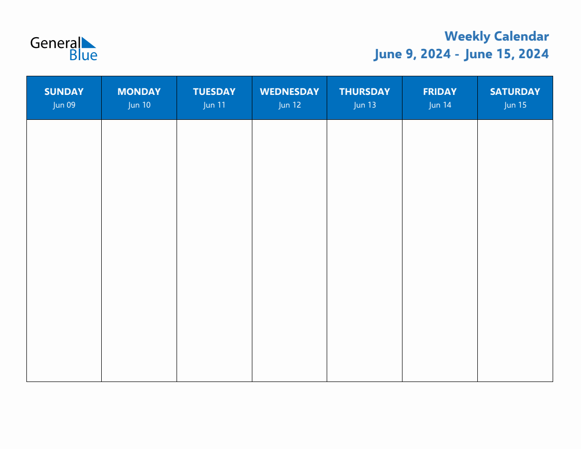 Free Editable Weekly Calendar Week 24 of 2024