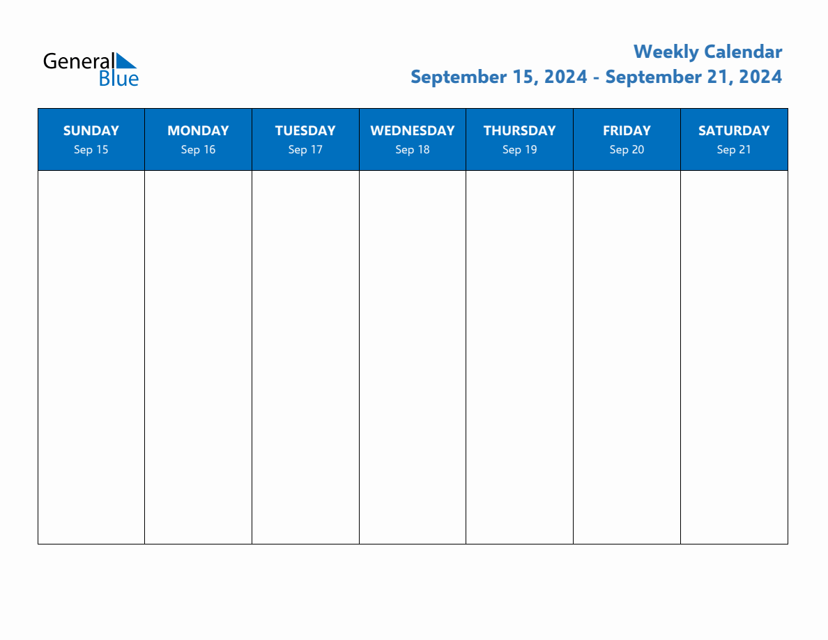 Free Editable Weekly Calendar Week 38 of 2024