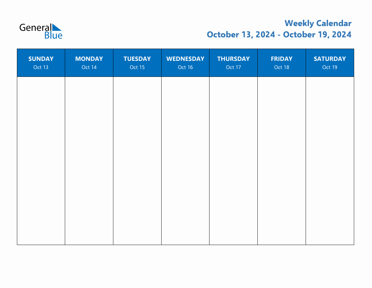 Free Editable Weekly Calendar Week 42 of 2024