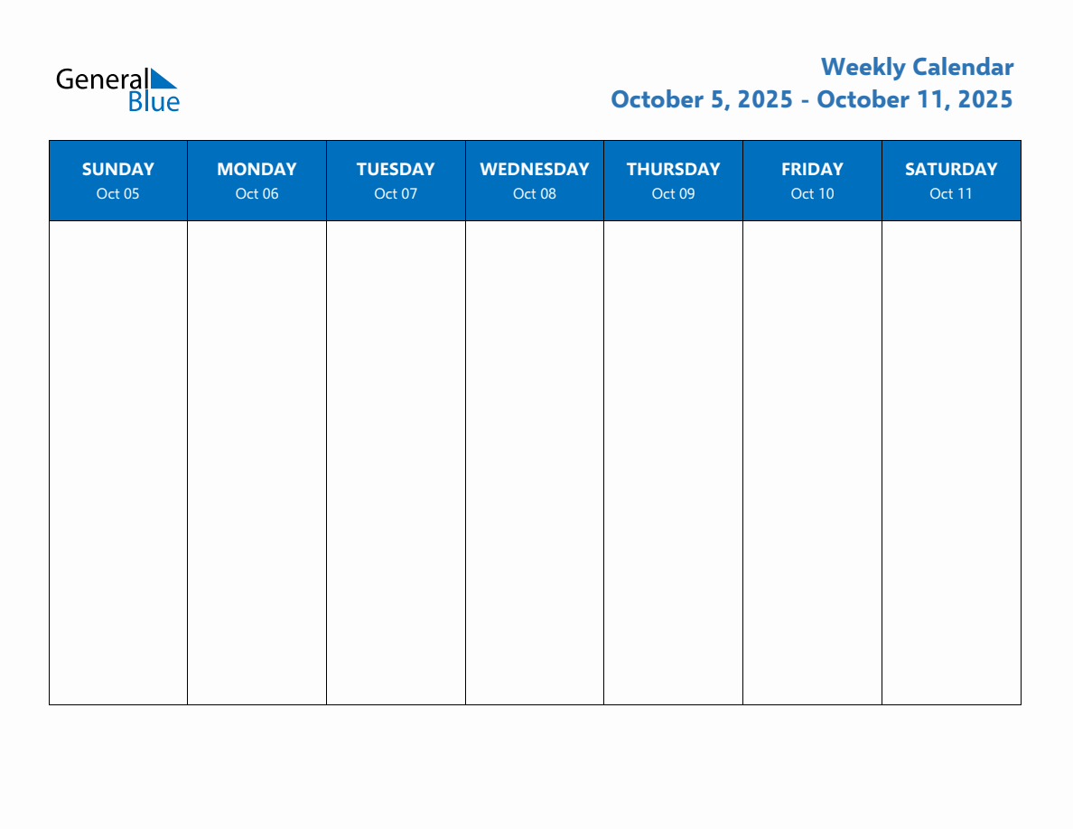 Free Editable Weekly Calendar Week 41 of 2025