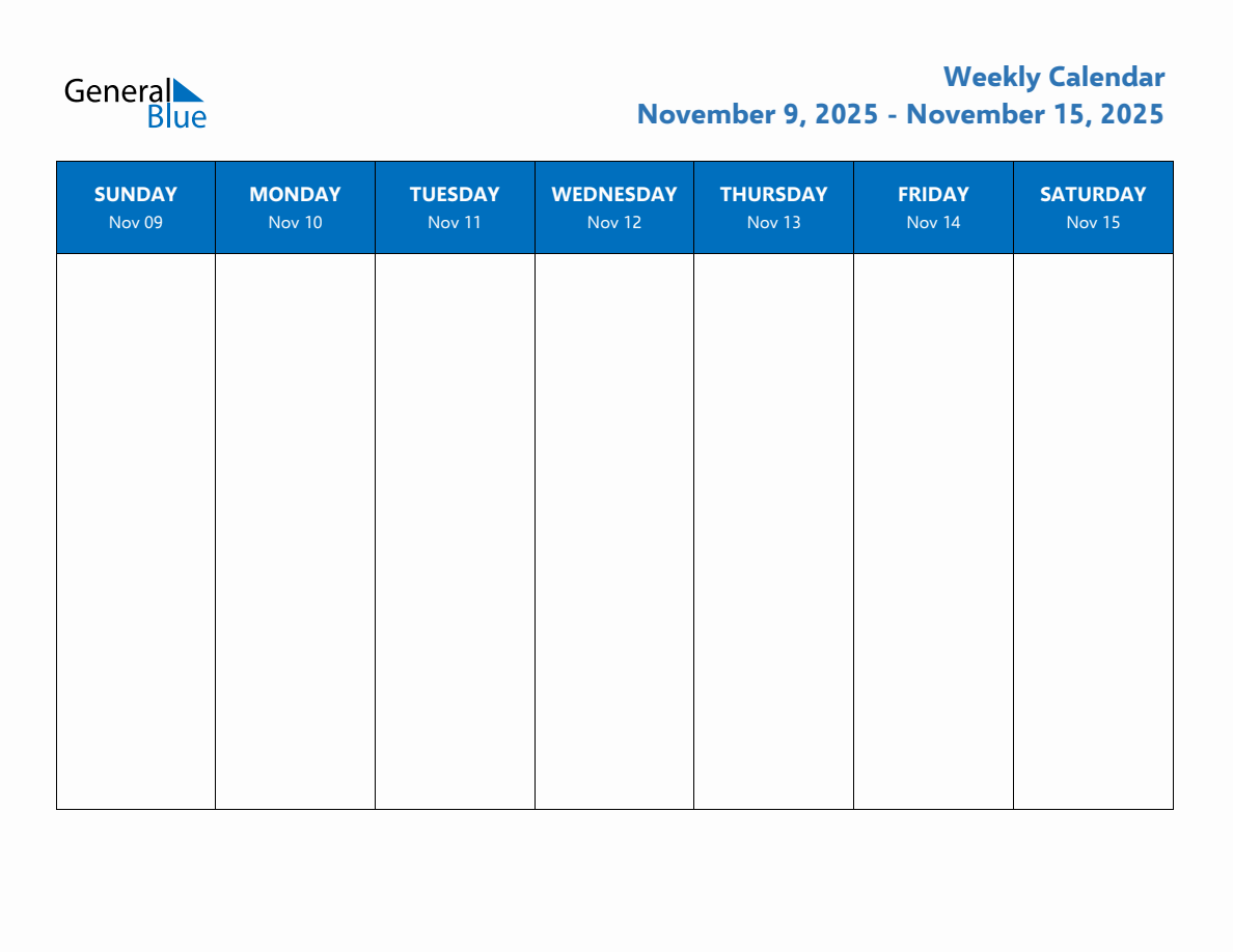 Free Editable Weekly Calendar Week 46 of 2025