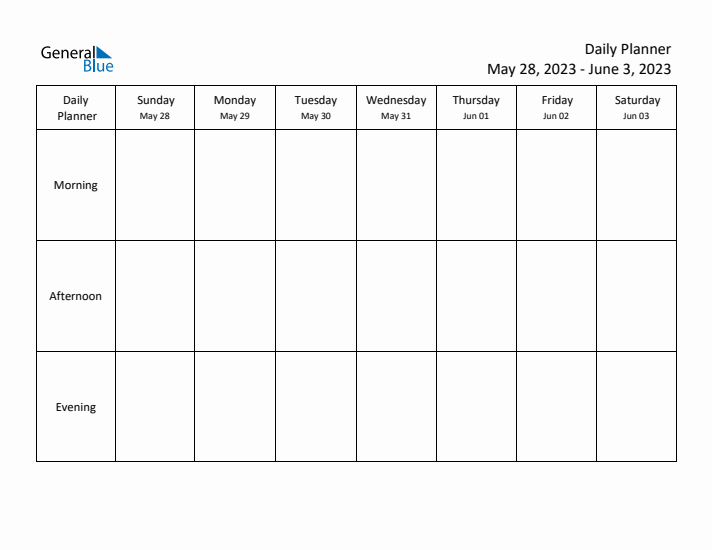 Sunday Start Printable Weekly Calendar for May 2023