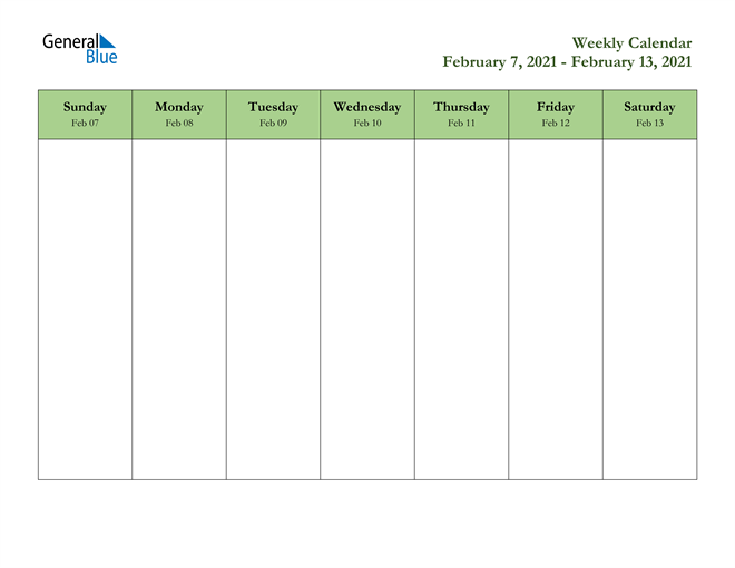Weekly Calendar February 7 2021 To February 13 2021 Pdf Word Excel Simple, convenient, enjoy our printable calendars. weekly calendar february 7 2021 to